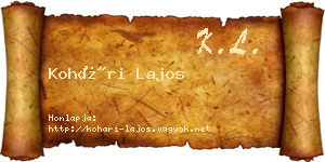 Kohári Lajos névjegykártya